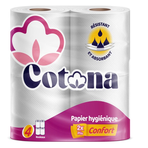 Paquet de 4 Papiers Hygiéniques COTONA