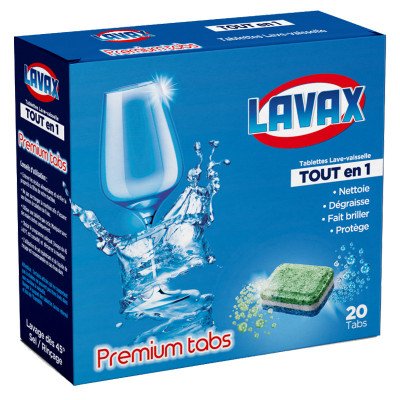 20 Tablettes tout en 1 pour lave vaisselle LAVAX