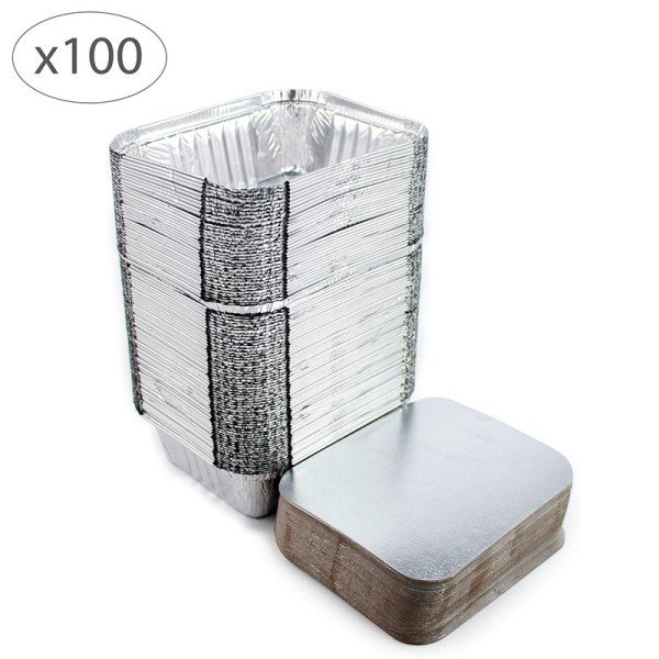 LOT DE 100 BARQUETTE EN ALUMINIUM + COUVERCLE PM