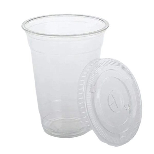 lot de 50 Gobelets transparents 300ml avec couvercles cross Ø95mm